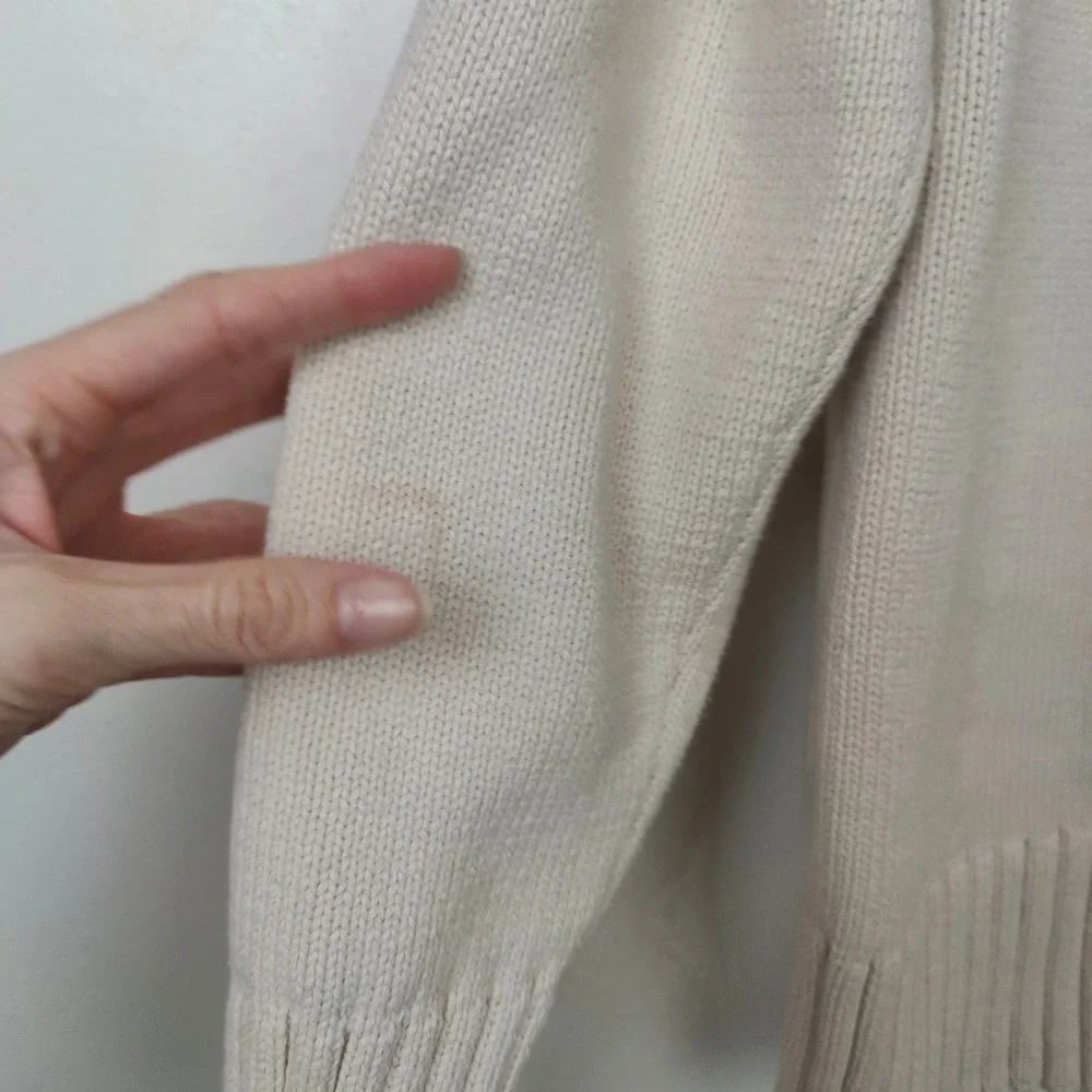 J.Crew Cotton Turtleneck Sweater Womens Medium Ivory Knit Preppy Ribbed Cotton